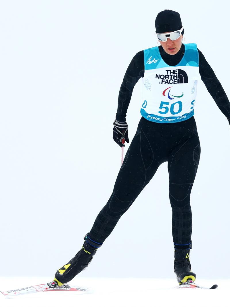 a female Para skier in a race