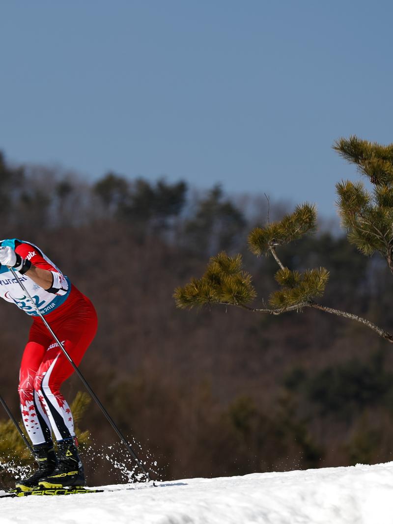 a Para cross-country skier in action