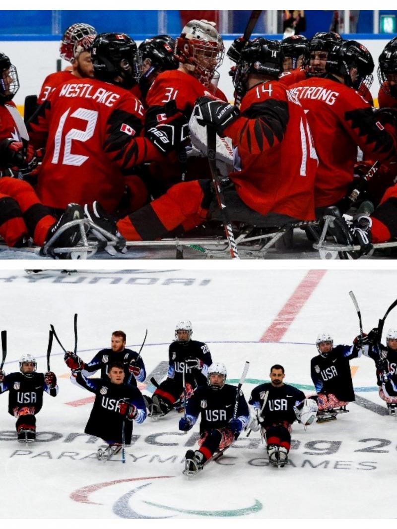 two Para ice hockey teams on the ice