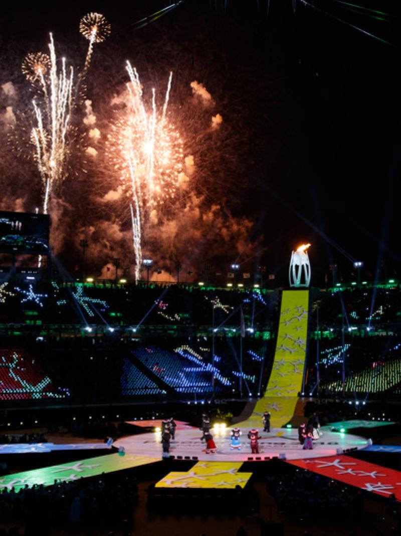 Fireworks over the stadium during Closing Ceremony
