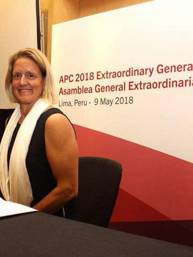 USA´s Julie O´Neill Dussliere after being appointed APC President