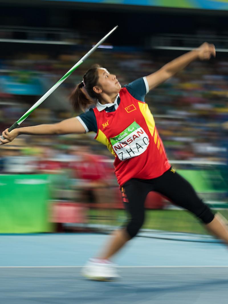 Athlete competing in javelin