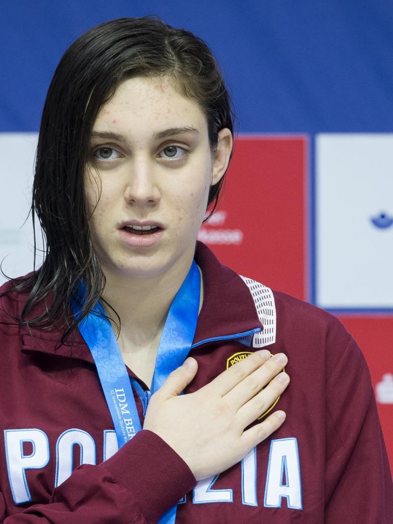Italy's Carlotta Gilli celebrates gold at 2018 World Series in Berlin, Germany.