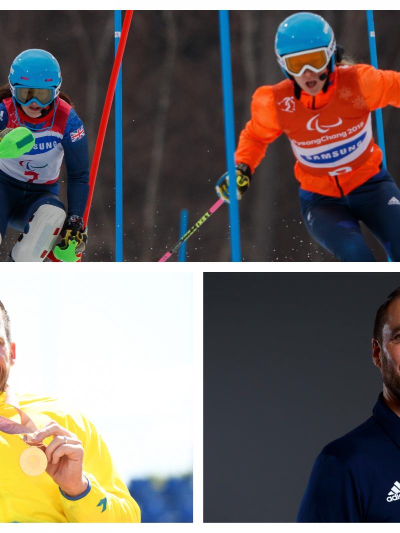 two female Para alpine skiers, a male wheelchair racer and a male wheelchair basketballer