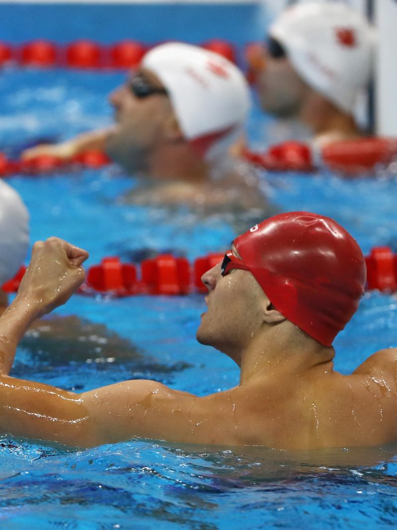 Male Para swimmer Maksym Krypak in the pool