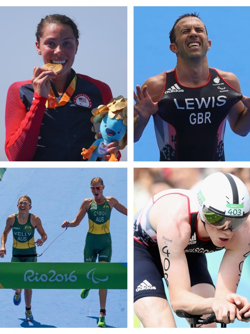 male and female Para triathletes competing in the sport 
