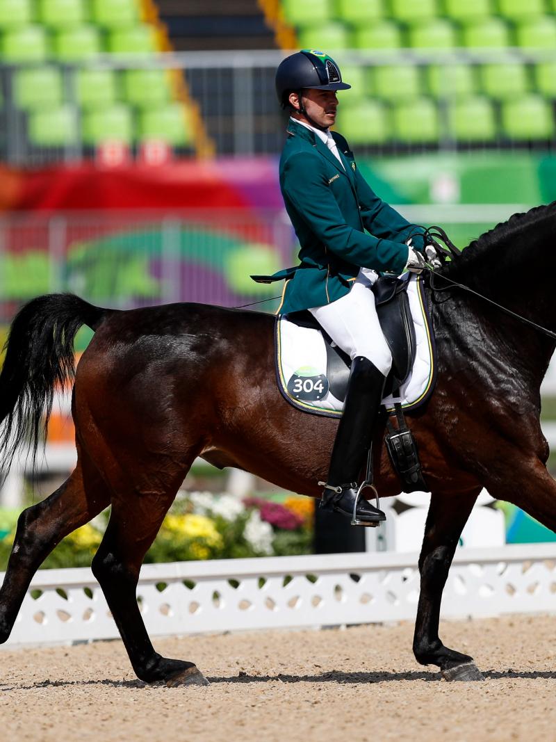 male Para equestrian rider Rodolpho Riskalla on a horse