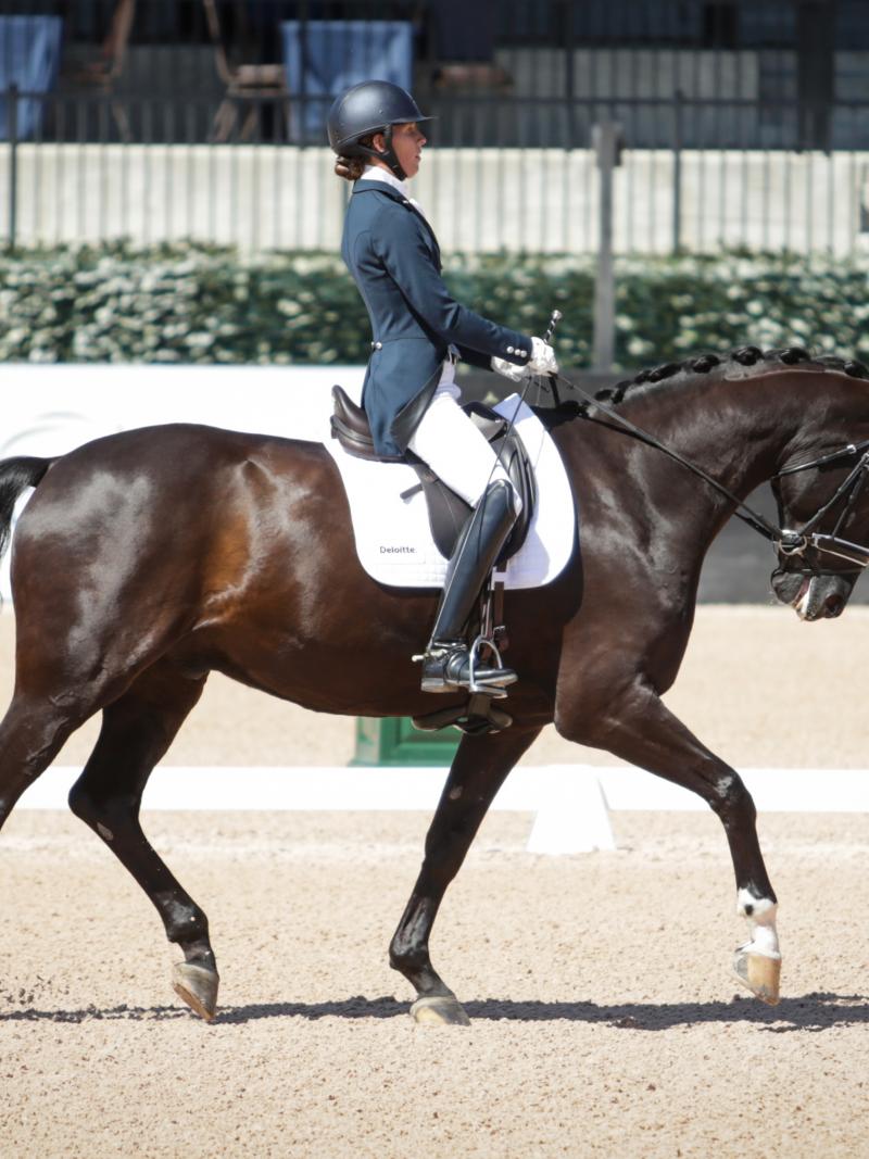 female Para equestrian rider Kate Shoemaker on her horse