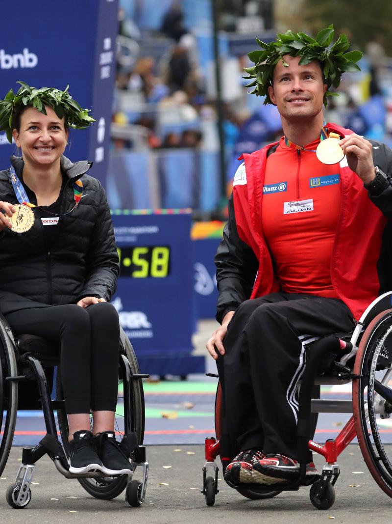 female and male wheelchair racers Manuela Schaer and Marcel Hug