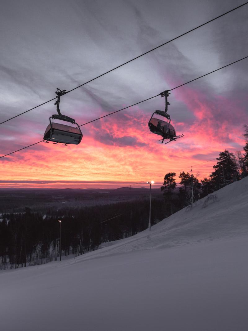 A cable car at a ski resort