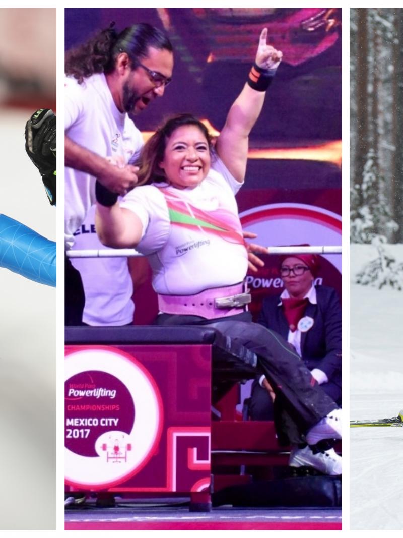 Para skiers and powerlifters competing in their sports
