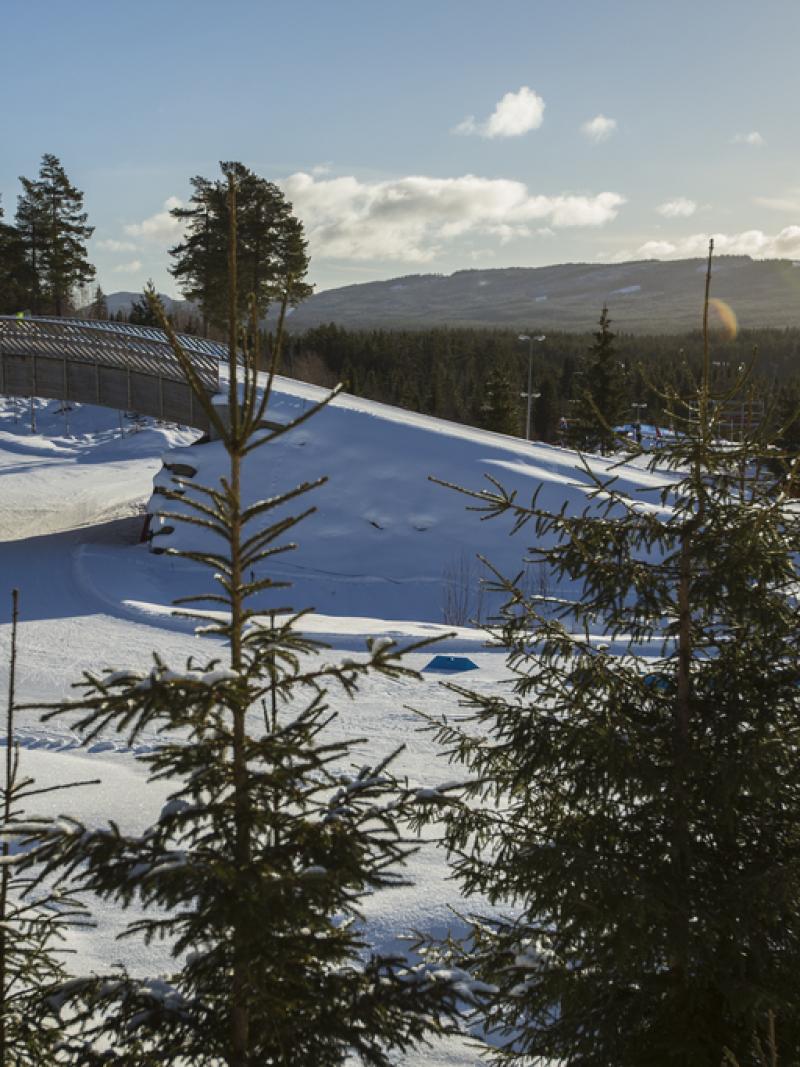 A cross-country skiing course full of snow