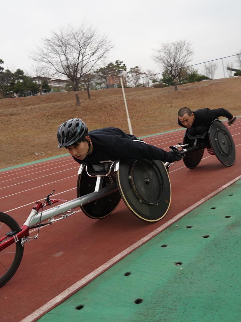two track and field athletes training at the Korean Paralympic Training Centre in Icheon