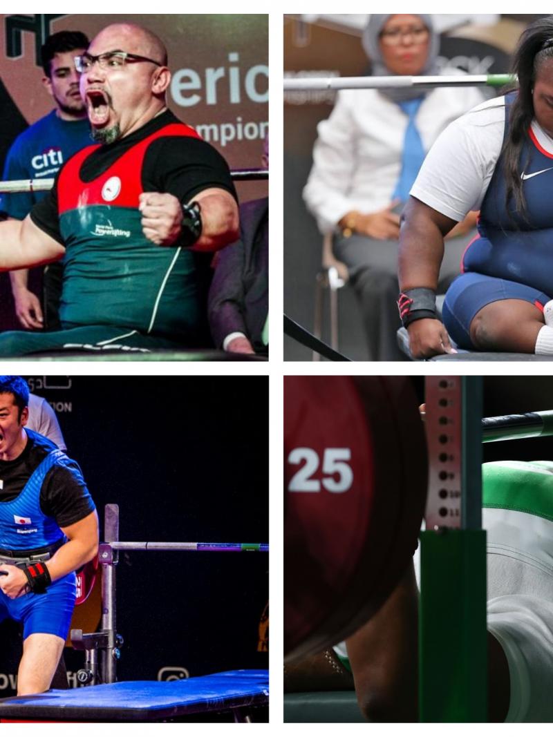 four powerlifters competing on the bar