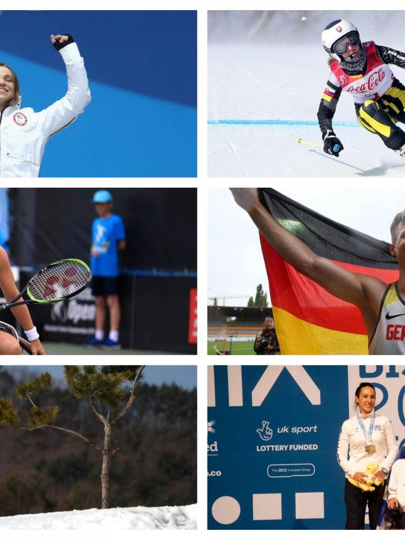 six Para athletes celebrating wins in their sports