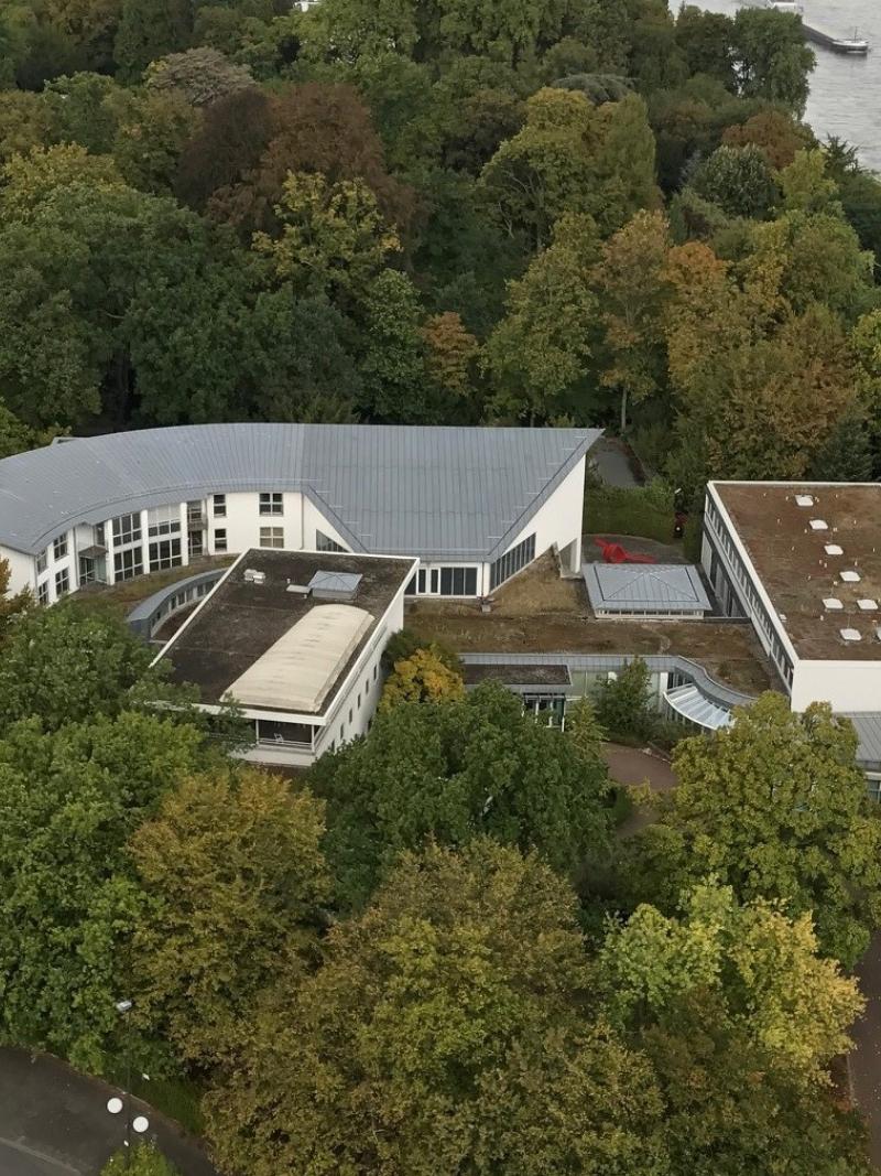 an aerial shot of the buildings that will become the IPC headquarters