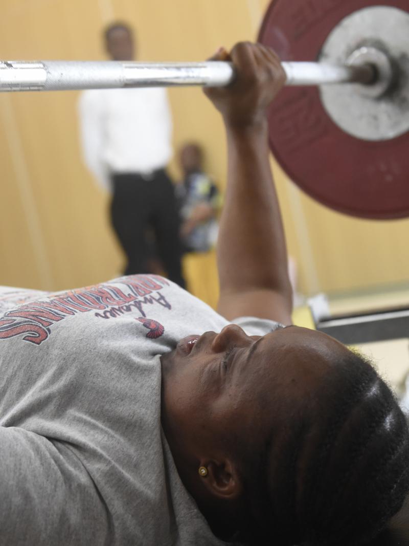 Para powerlifter practices during training camp in Lagos