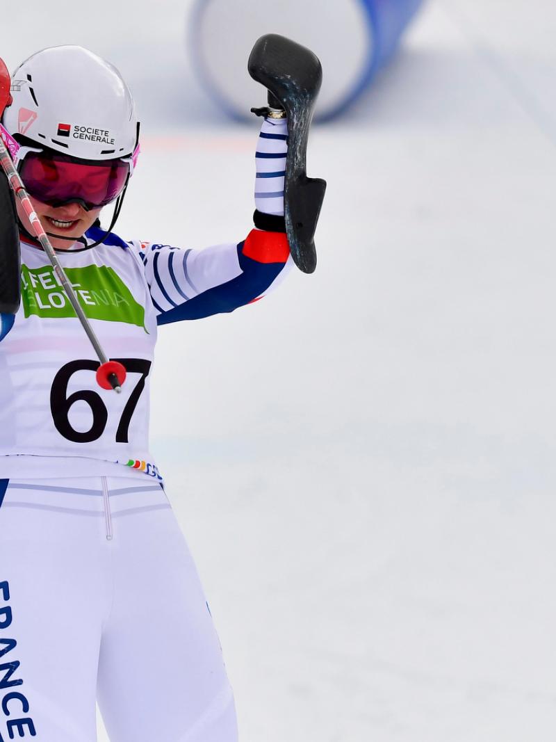 Skier celebrates