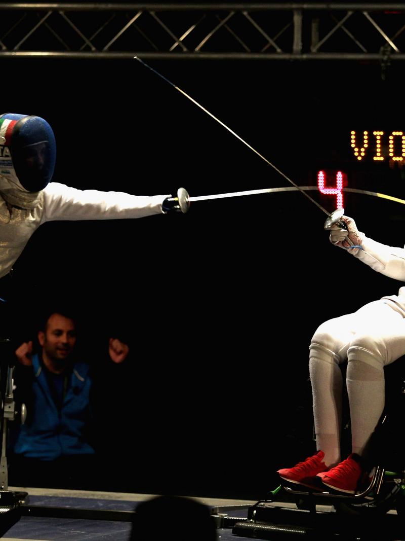 Italian wheelchair fencer Beatrice Vio competing
