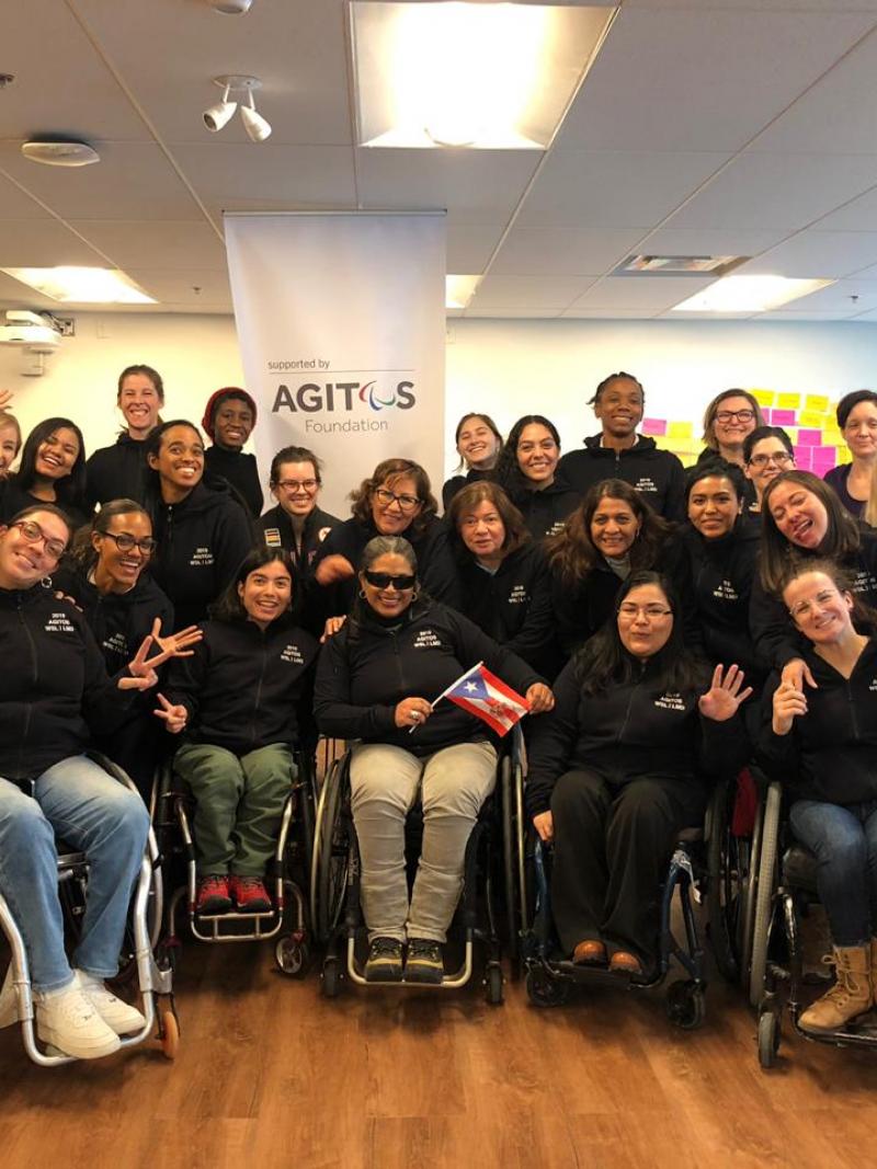 Participants of the Agitos Women in Sport Leadership workshop pose for a picture