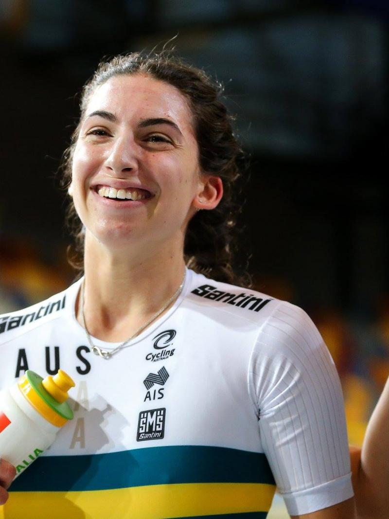 female Para cyclist Paige Greco smiling after a race
