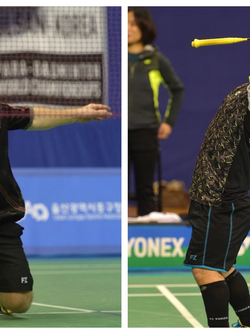 male Para badminton players Jack Shephard and Krysten Coombs
