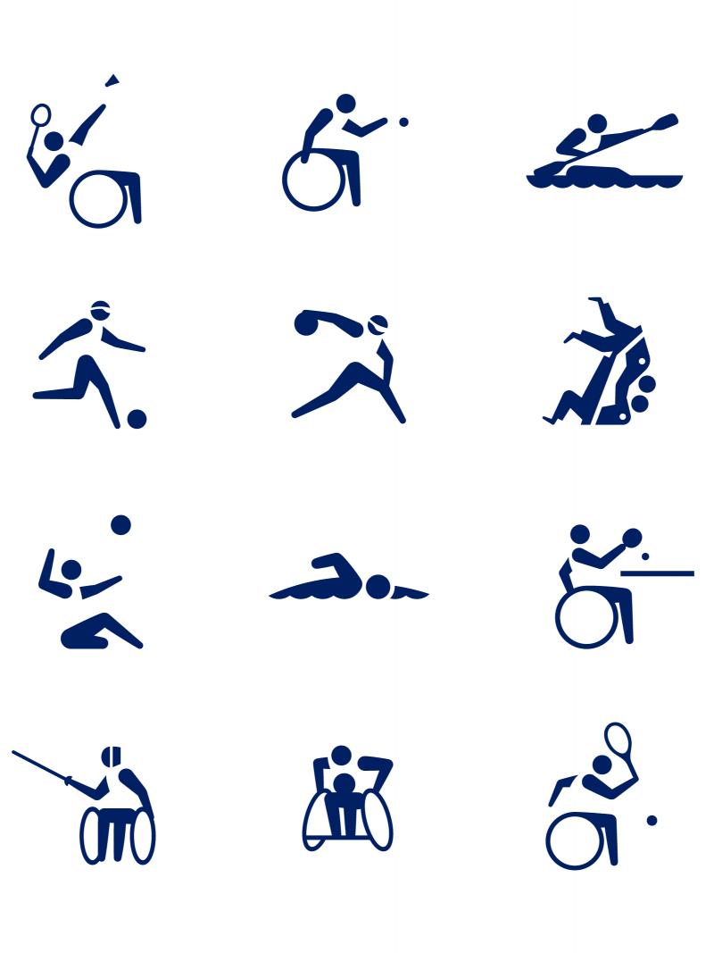 the 23 official sport pictograms of the Tokyo 2020 Paralympic Games
