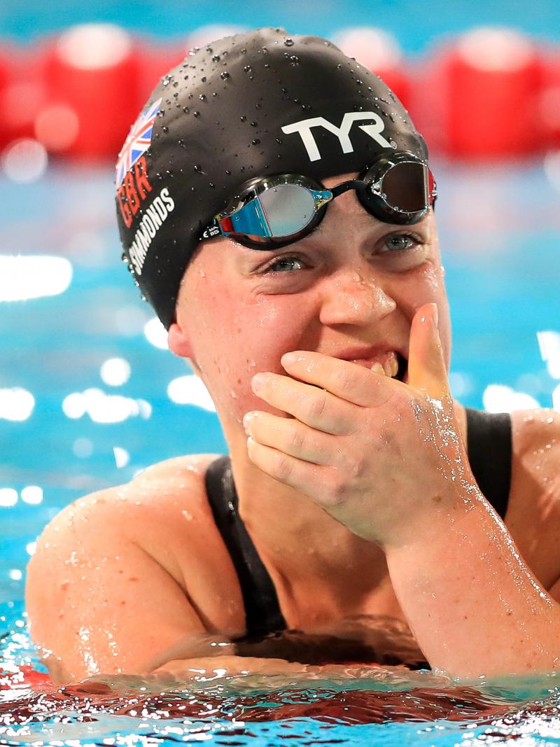 Ellie Simmonds close to tears in the pool after the race