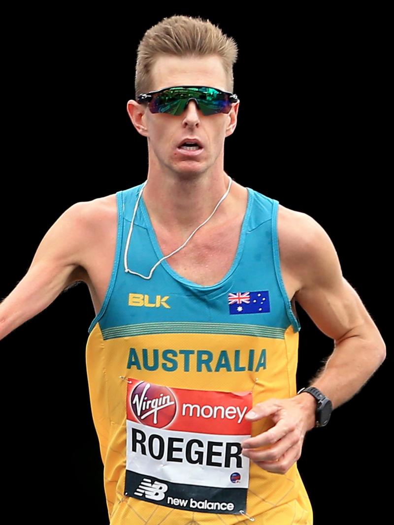 male Para athlete Michael Roeger running on the streets of London