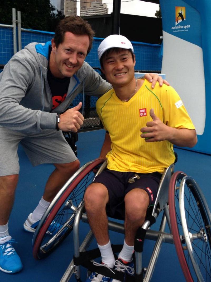 Swedish tennis legend Jonas Bjorkman with Japanese wheelchair tennis Paralympic champion Shingo Kunieda