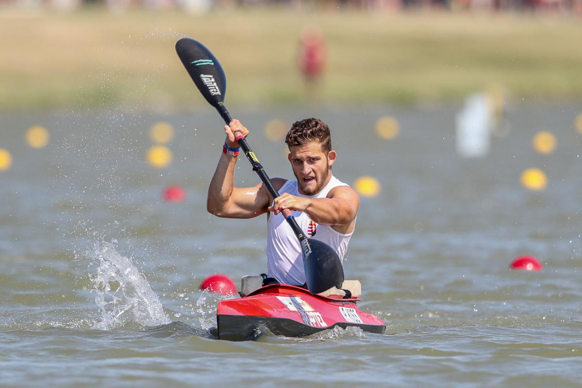 Man paddles in kayak