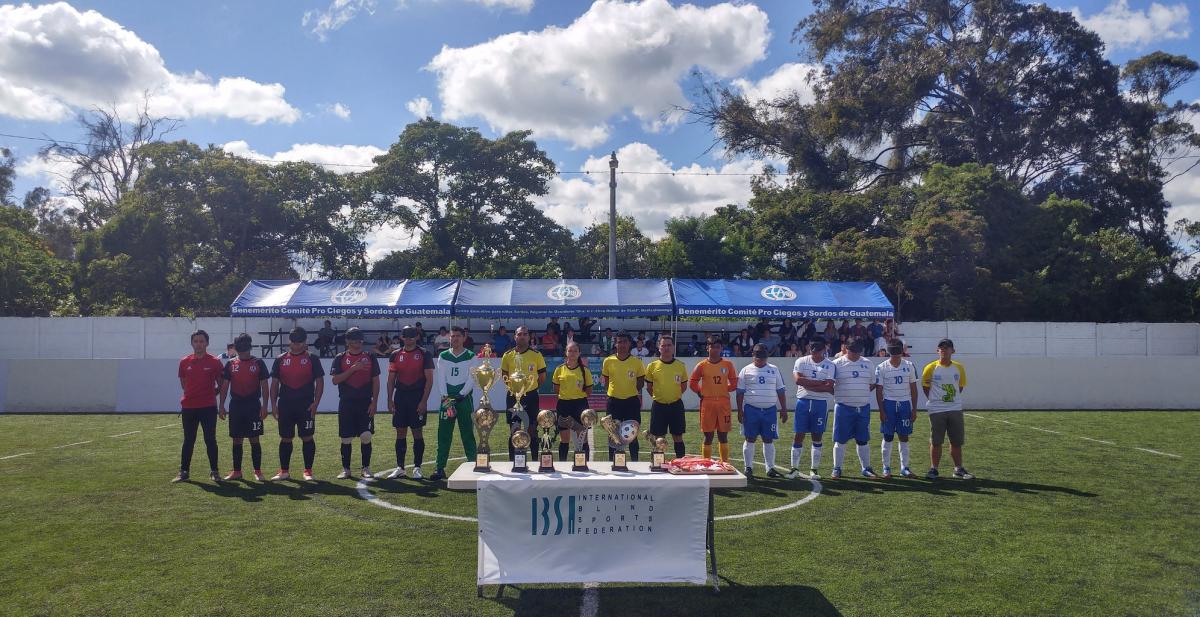 Costa Rican and Guatemalan teams line-up before the final of the 2019 Central American Championships