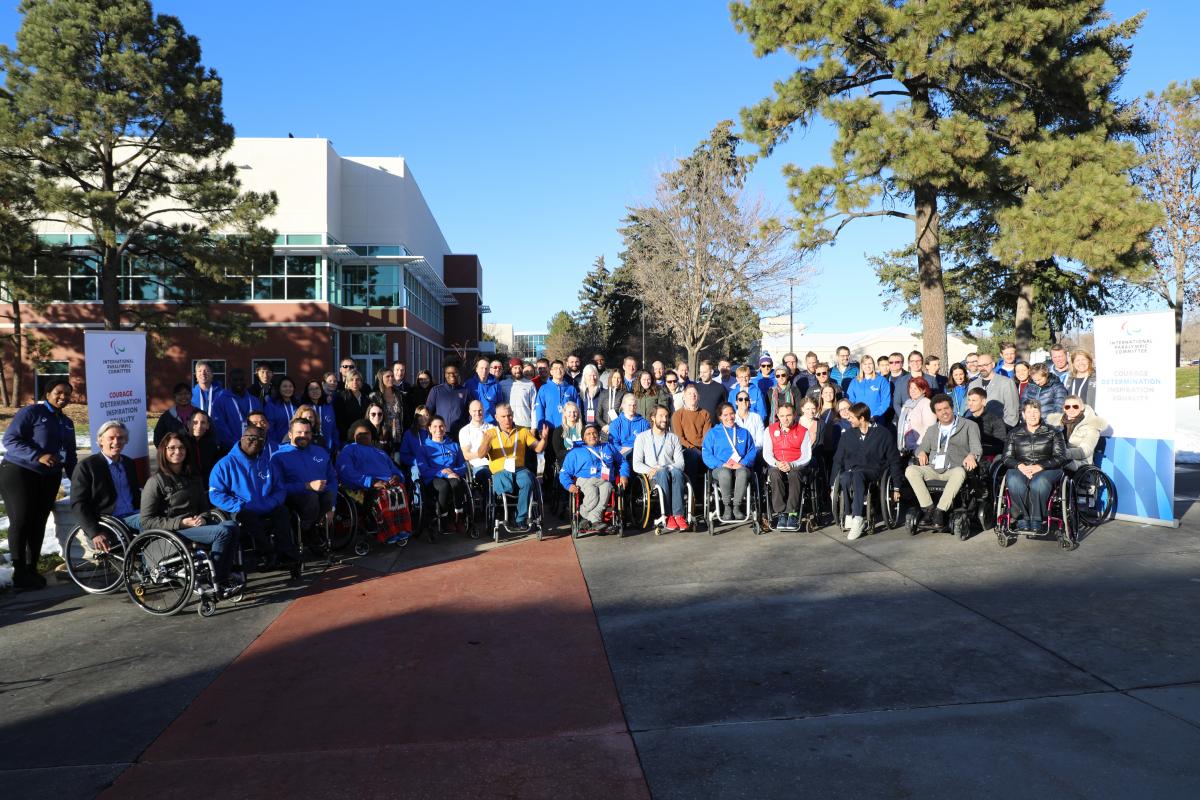 Group photo of big meeting outdoors