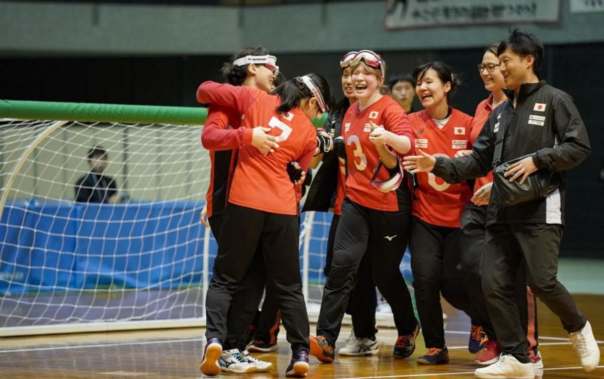Japanese women's goalball team celebrates after winning 2019 Asia-Pacific Championships
