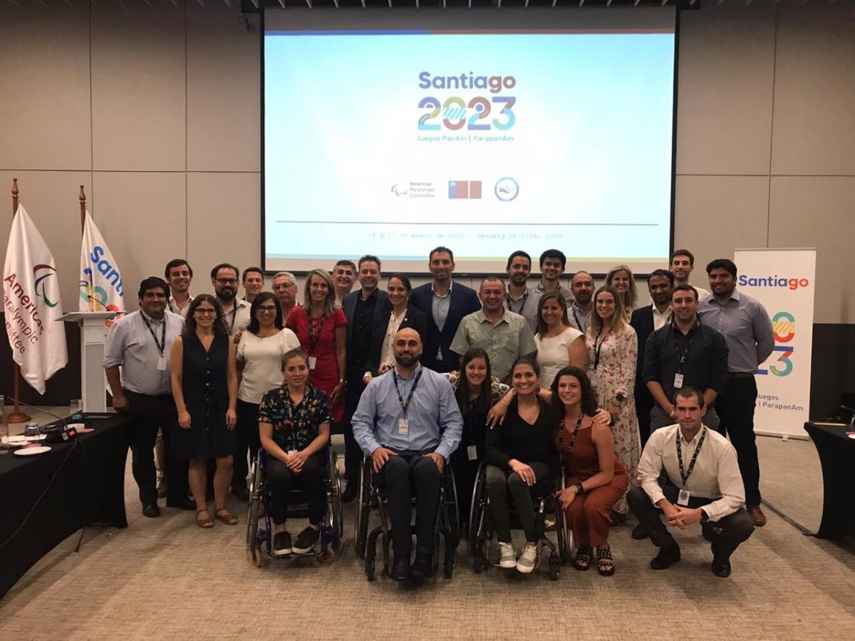 Group photo at the first Co-ordination Commission for the Santiago 2023 Parapan American Games