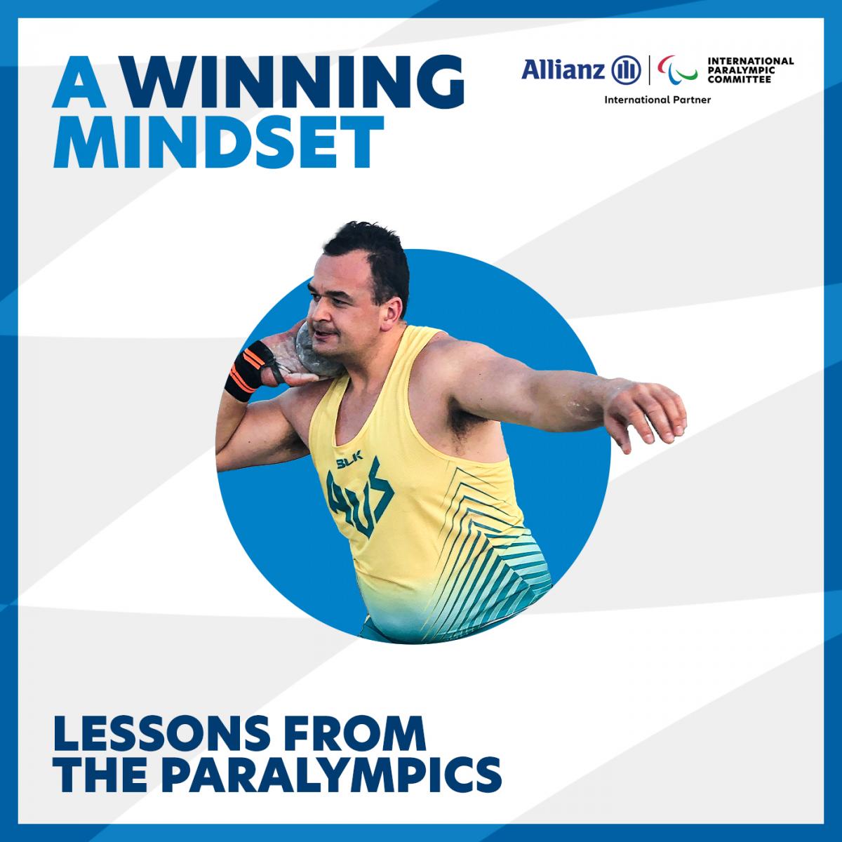 Male shot put athlete in graphic