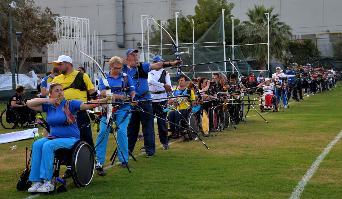 Archers practicing their shot