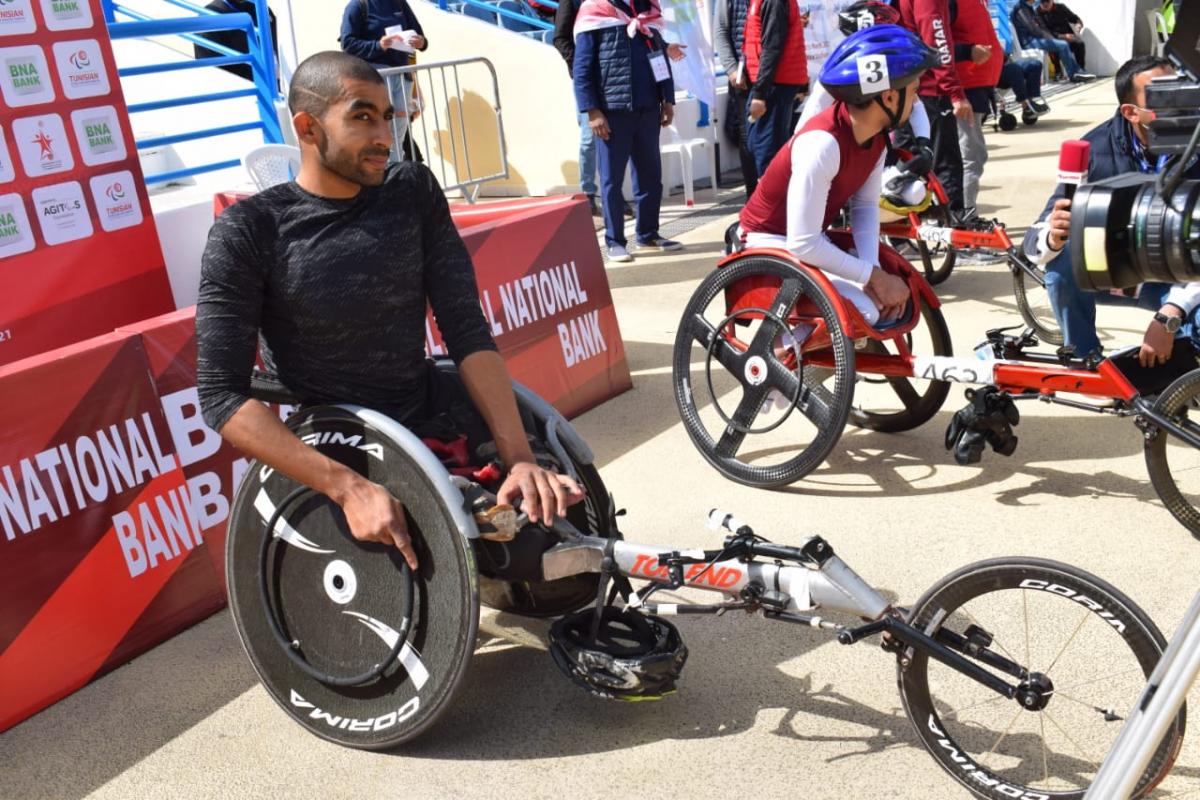 Walid Ktila in the mixed zone at the Tunis 2021 Grand Prix