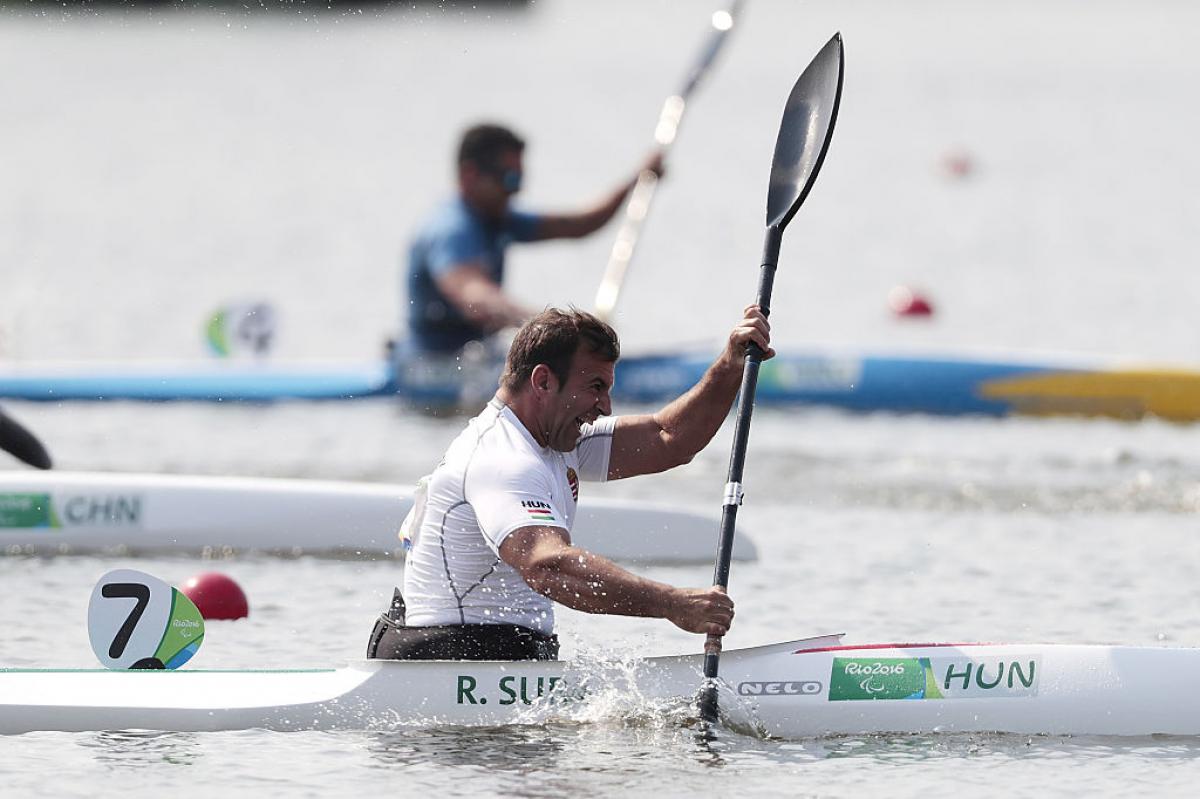 Man paddles in a kayak