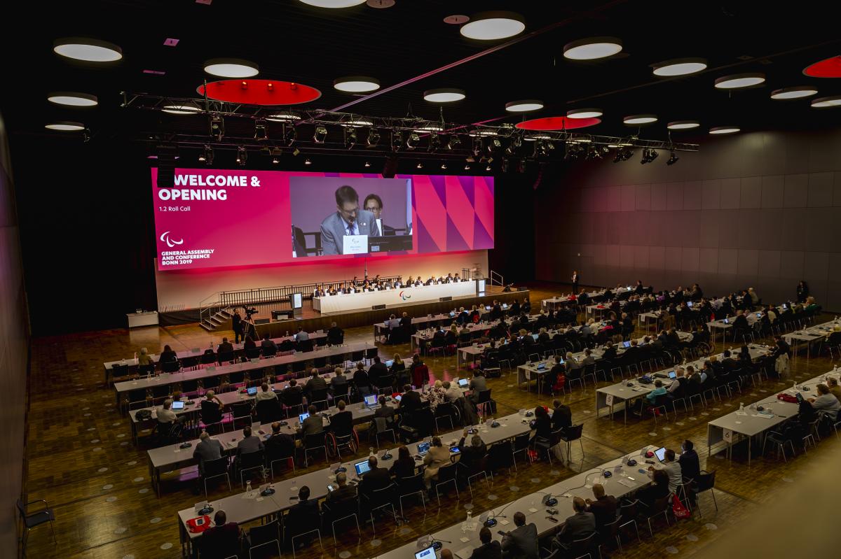 Generic view of 2019 IPC General Assembly including the stage and all the attendants
