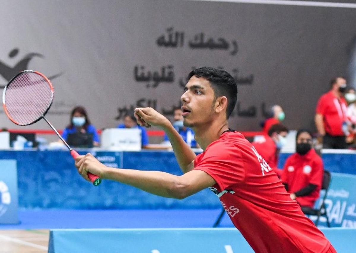 Nepal's Para badminton player Praskash Adhikari in action