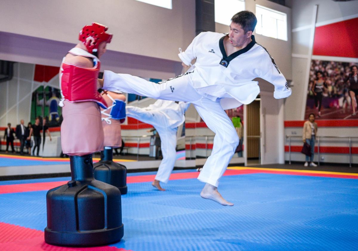 KICKING FOR GLORY: Nurlan Dombayev during a training session ahead of the Tokyo 2020 Paralympic Games.