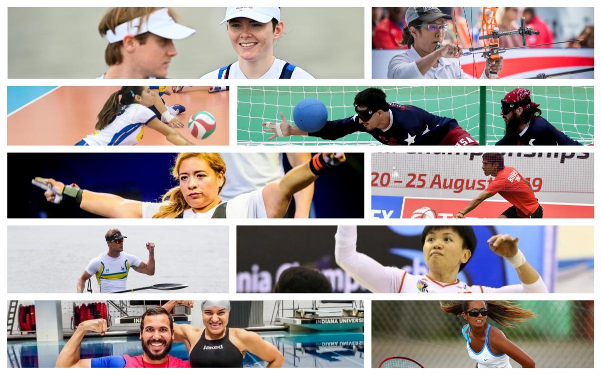 Collage with 10 photos of Para athletes