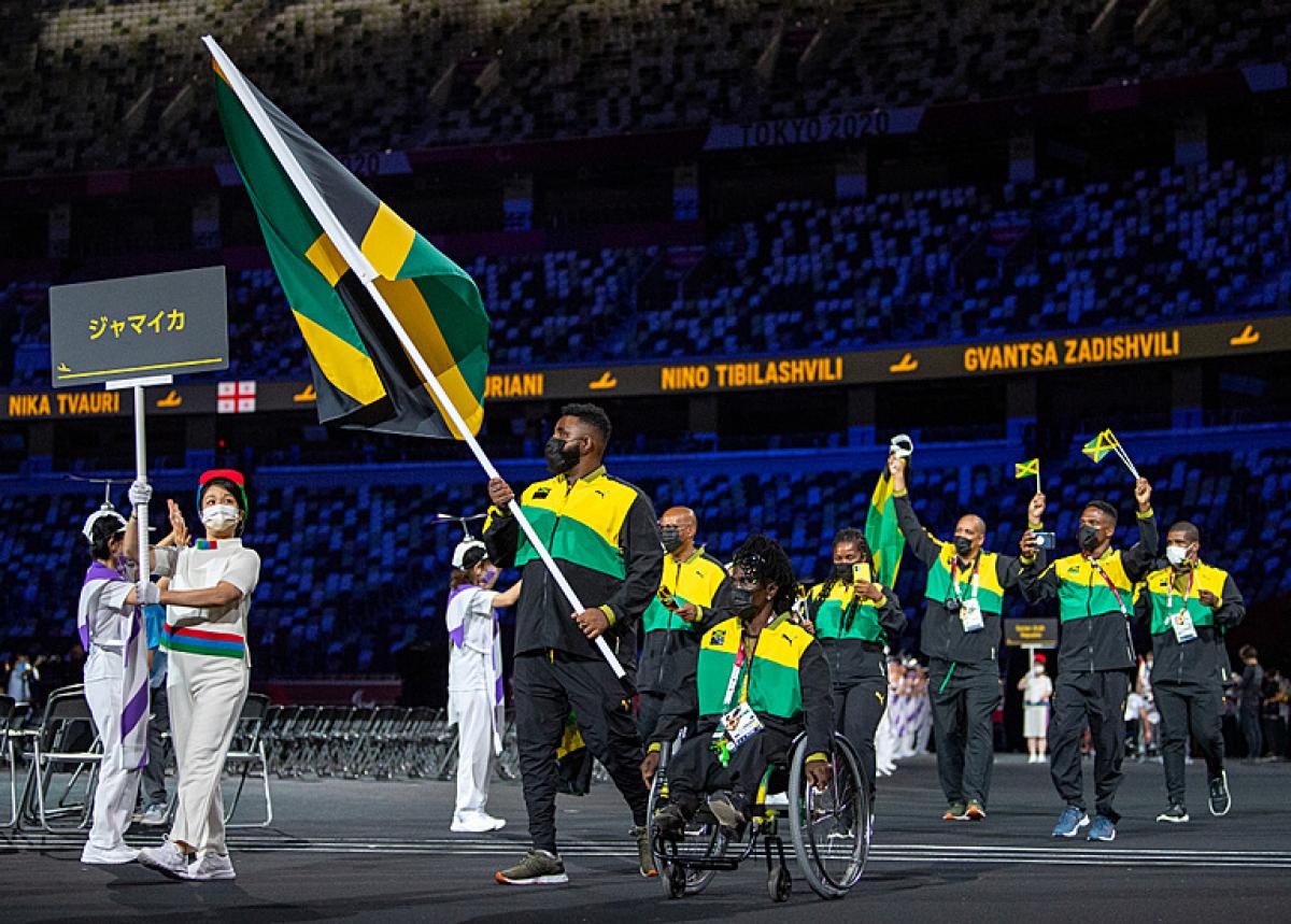 Jamaican judoka Theador Sabba carries flag in Opening Ceremony