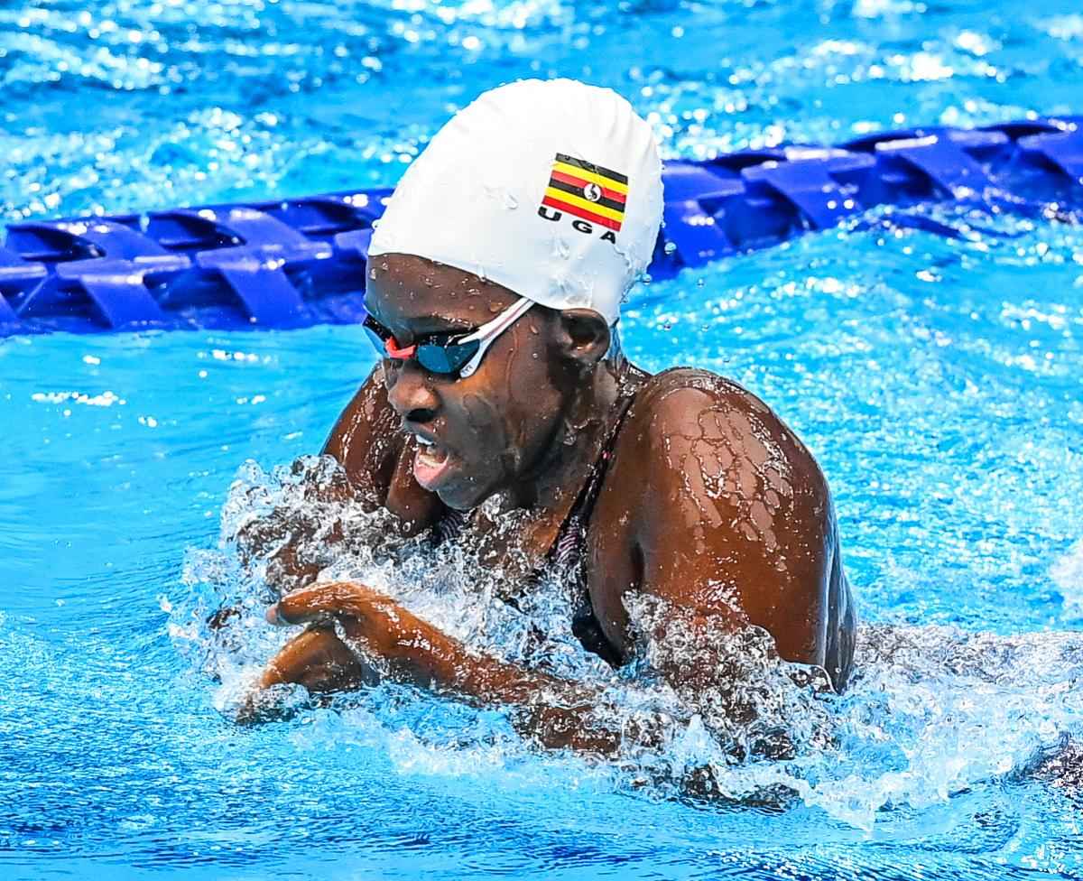 Husnah Kukundakwe in action at the Tokyo 2020 Aquatics Centre