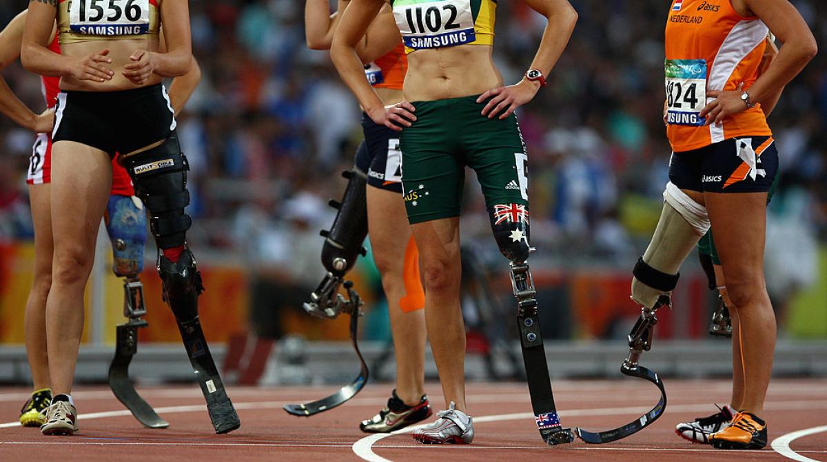 A general view of Blades in the Women's 100m T42 Para athletics event at the National Stadium during the 2008 Paralypic Games in Bejing, China.