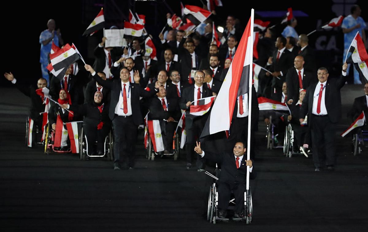 Team Egypt enters stadium during Opening Ceremony