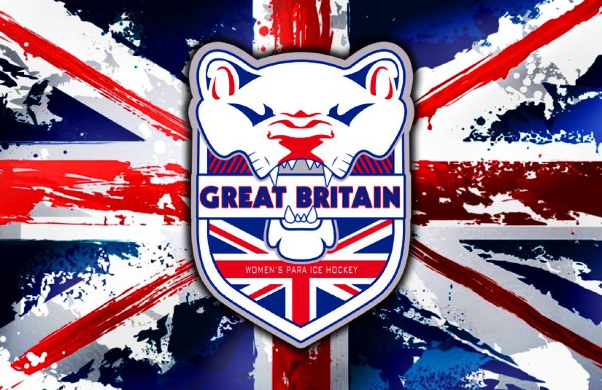 A logo with a lion and the flag of United Kingdom in the background