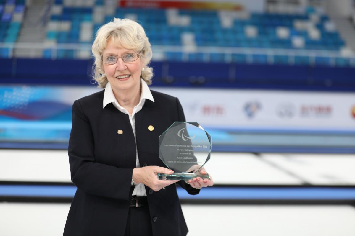 Kate Caithness poses for the pic with the 2021 International Women’s Day Award