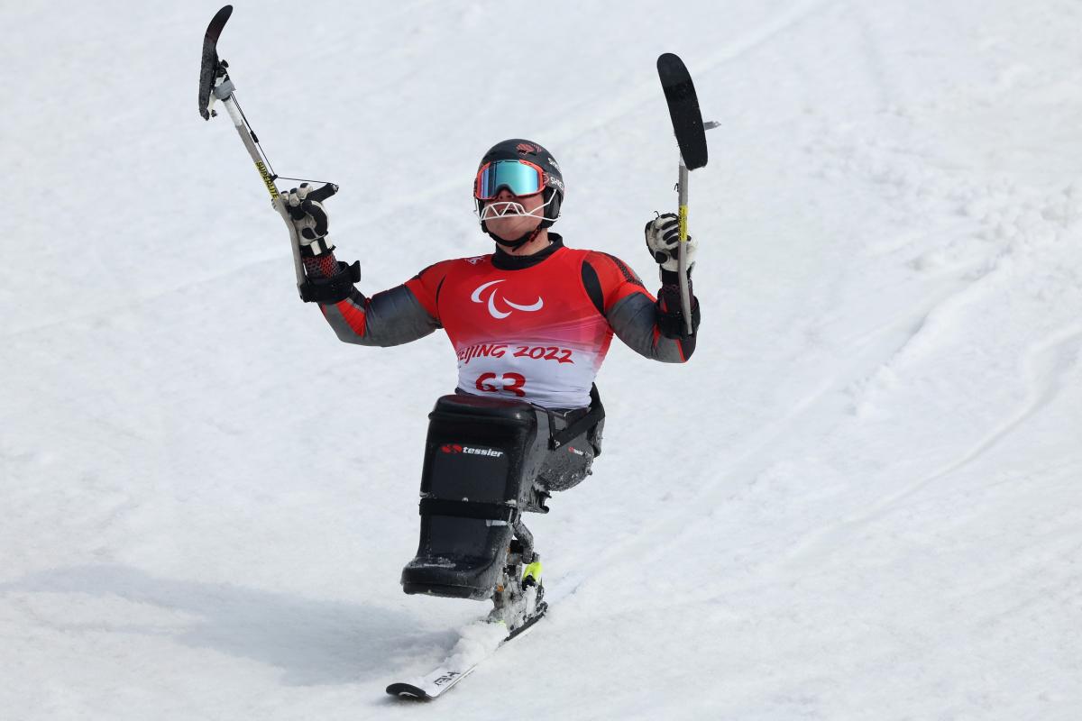 Jesper Pedersen celebrates after winning another gold in Beijing